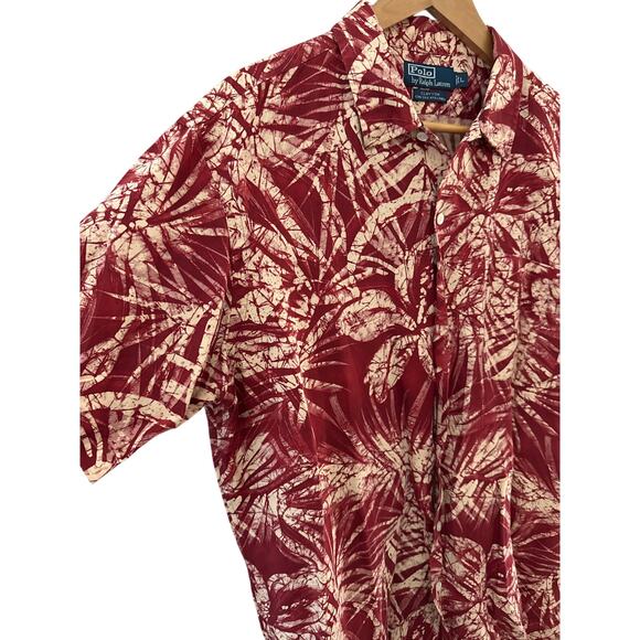 Polo Ralph Lauren Clayton Silk & Linen Button Up Hawaiian Shirt Size Large - Picture 6 of 8